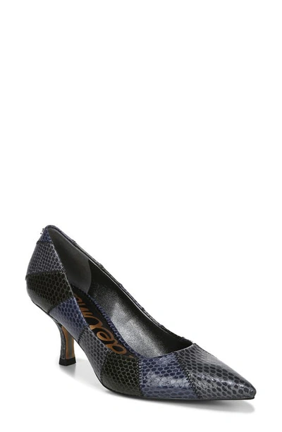 Shop Sam Edelman Julianne Snake Embossed Pointed Toe Pump In Grey/ Navy/ Juniper