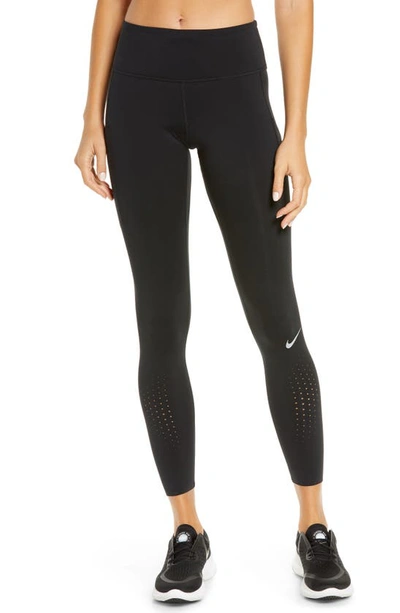 Shop Nike Epic Luxe Dri-fit Pocket Running Tights In Black/ Reflective Silver