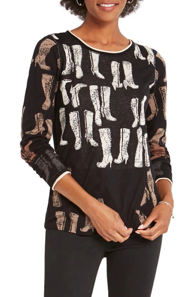 Shop Nic + Zoe These Boots Reversible Jacquard Sweater In Black Multi