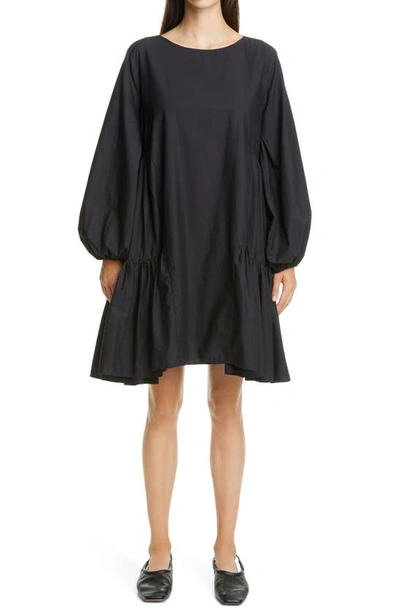 Shop Merlette Byward Long Sleeve Pima Cotton Dress In Black