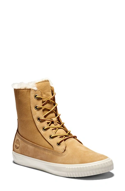 Shop Timberland Skyla Bay Sneaker Boot In Wheat Nubuck Leather