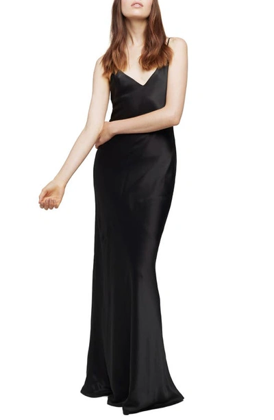 L'agence Seridie Mid-length Silk Slip Dress In Black