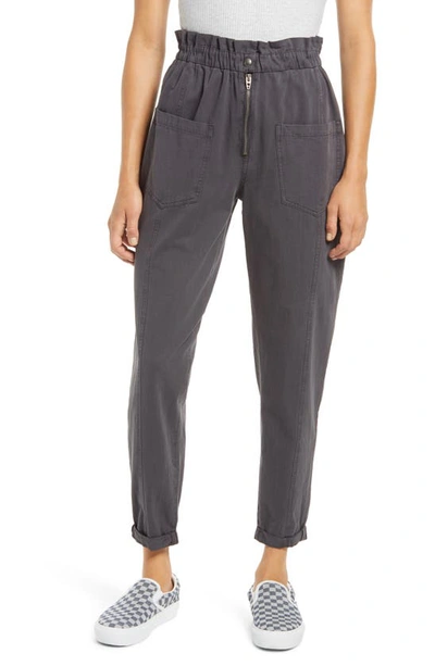 Shop Blanknyc High Waist Cotton Twill Ankle Pants In Down To Earth