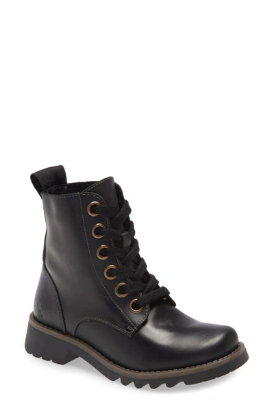 Shop Fly London Ragi Combat Boot In Black Leather