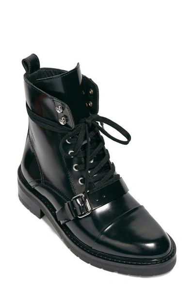 Allsaints Donita Leather Lace Up Hiking Boot With Buckle In Black ...