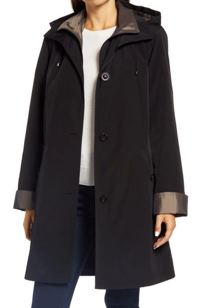 Shop Gallery Water Resistant Hooded Rain Jacket In Black