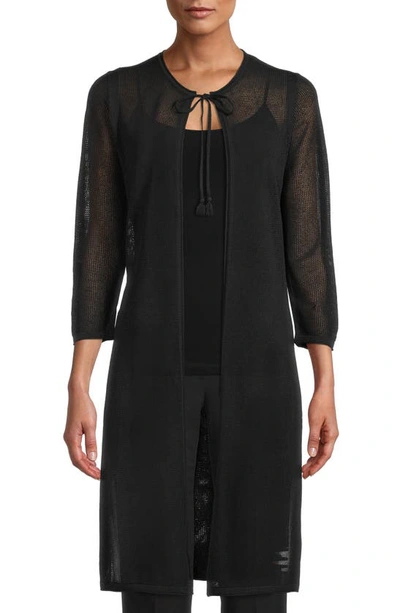 Shop Anne Klein Mesh Knit Duster Cardigan In Anne Black