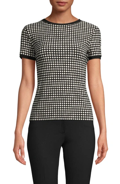 Shop Anne Klein Dot Knit Top In Anne Black/ Anne White