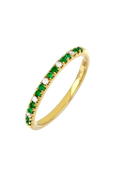Shop Bony Levy El Mar Emerald & Diamond Stacking Ring In Yellow Gold