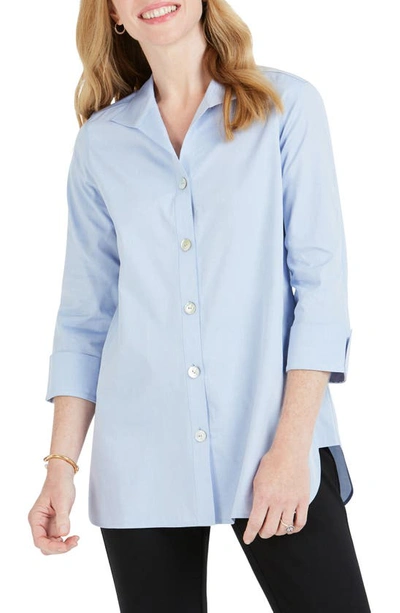 Shop Foxcroft Pandora Non-iron Cotton Shirt In Blue Wave