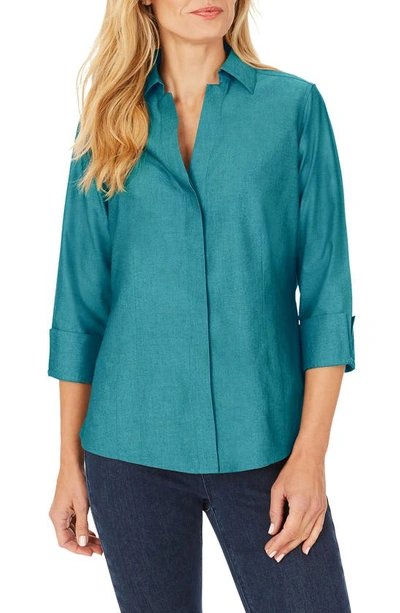 Shop Foxcroft Taylor Fitted Non-iron Shirt In Alpine