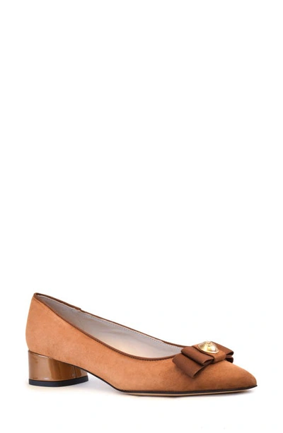 Shop Amalfi By Rangoni Ares Bow Pump In Cognac Suede