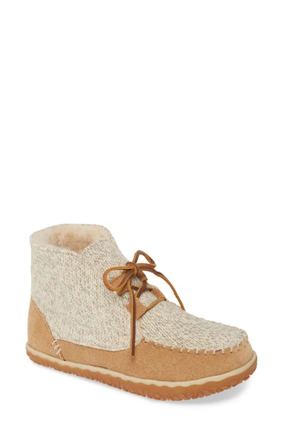 Shop Minnetonka Torrey Faux Fur Lined Slipper Bootie In Cinnamon Knit/suede