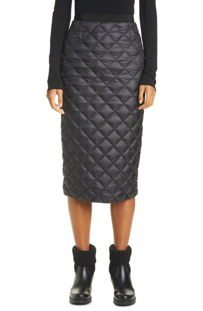 Shop Moncler Quilted Down Midi Skirt In 999 Black