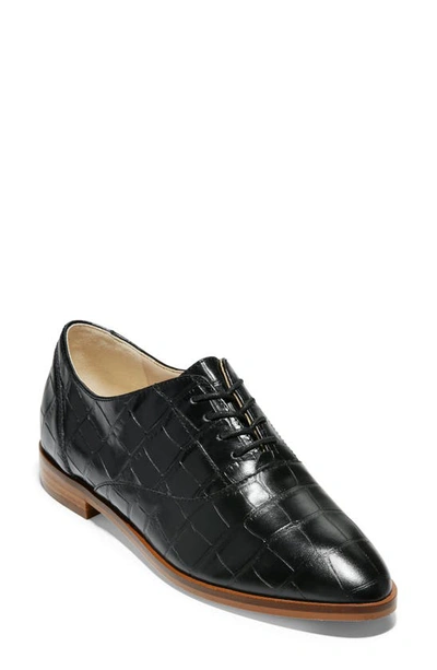 Shop Cole Haan Modern Classics Oxford In Black Croc Print