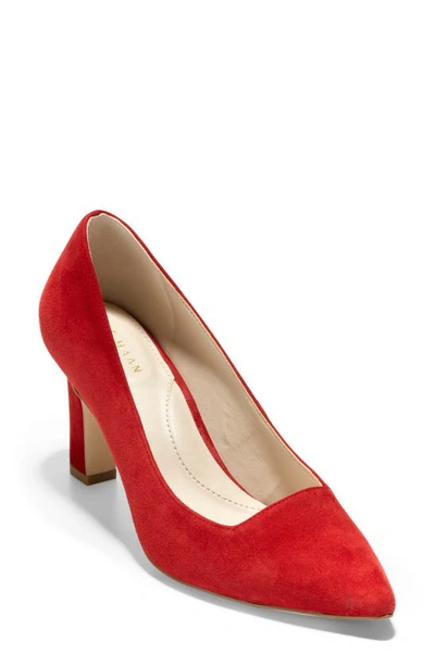 Shop Cole Haan Modern Classics Pointed Toe Pump In Red Dahlia Suede