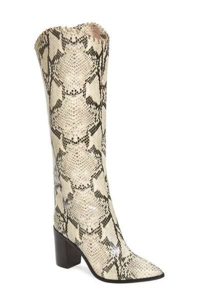Shop Schutz Valy Knee High Boot In Natural Snake Print Leather