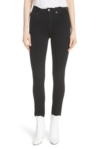 Shop Re/done High Waist Stretch Ankle Jeans In Black