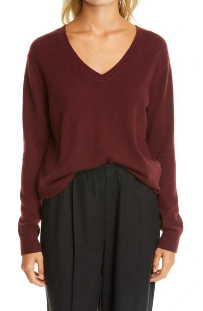 Shop Vince Weekend V-neck Cashmere Sweater In Black Plum