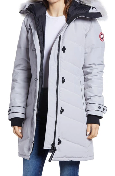 Shop Canada Goose Lorette Hooded Down Parka With Genuine Coyote Fur Trim In Moonstone Grey