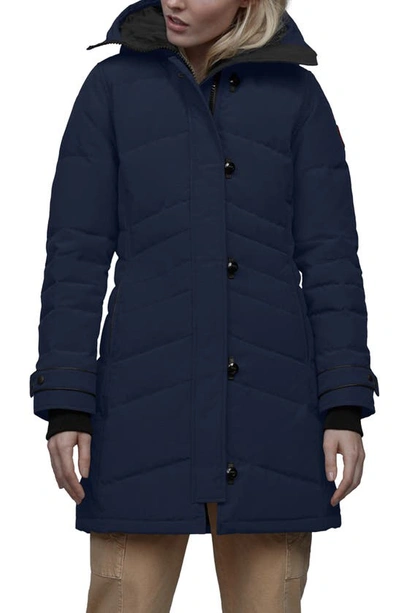 Shop Canada Goose Lorette Hooded Down Parka With Genuine Coyote Fur Trim In Atlantic Navy
