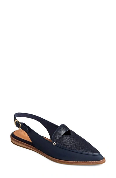 Shop Sperry Saybrook Slingback Mule In Navy Tumbled Leather