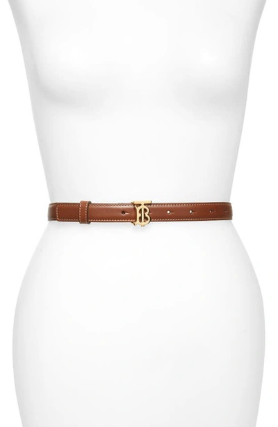 Shop Burberry Monogram Motif Leather Belt In Tan/ Light Gold