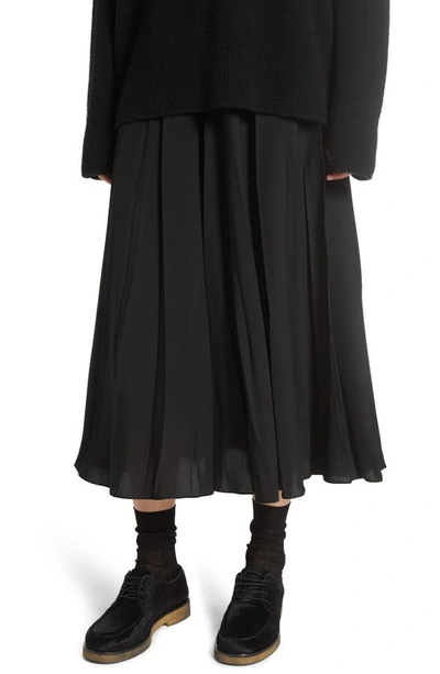 Shop The Row Travi Pleated Twill Midi Skirt In Black