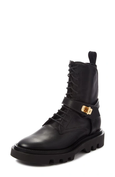 Shop Givenchy Eden Lock Combat Boot In Black