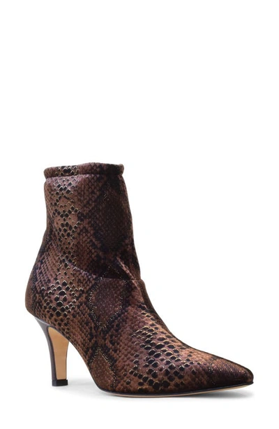 Shop Amalfi By Rangoni Iacopa Snakeskin Print Bootie In Brown Fabric