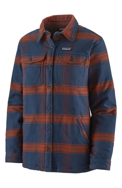 Shop Patagonia Fjord Flannel Shirt Jacket In Burlwood New Navy