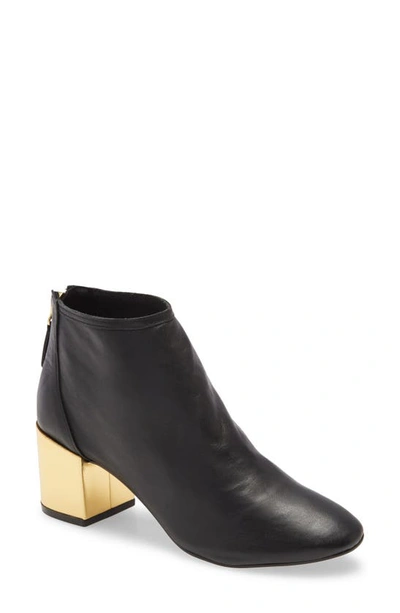 Shop Cecelia New York Nolton Bootie In Black/ Gold Heel Leather