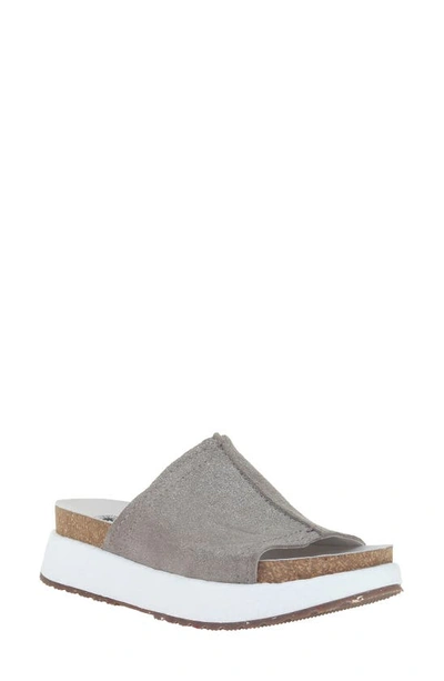Shop Otbt Wayside Slide Sandal In Grey Pewter Leather