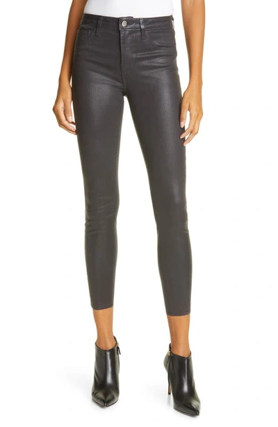 Shop L Agence Margot Coated Crop Skinny Jeans In Greystone Coated