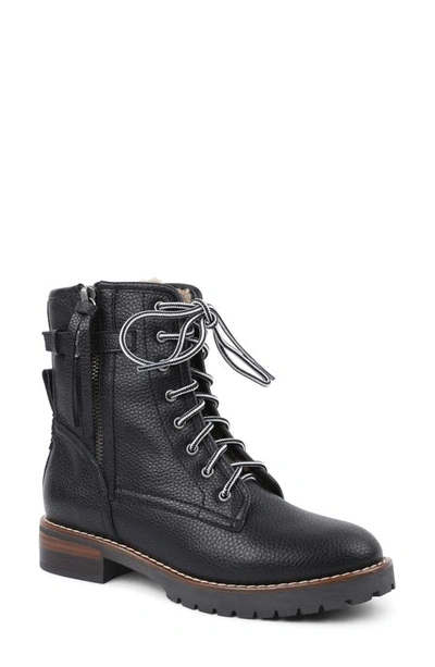 Shop Kensie Wooley Combat Boot In Black Faux Leather