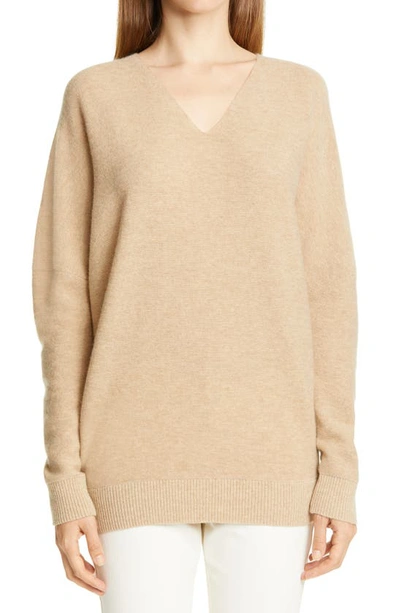 Shop Lafayette 148 Wool & Cashmere V-neck Sweater In Nude Melange