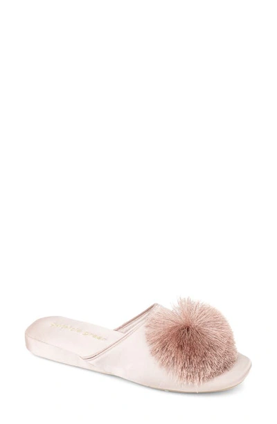 Shop Patricia Green Cathy Pouf Slipper In Taupe Satin