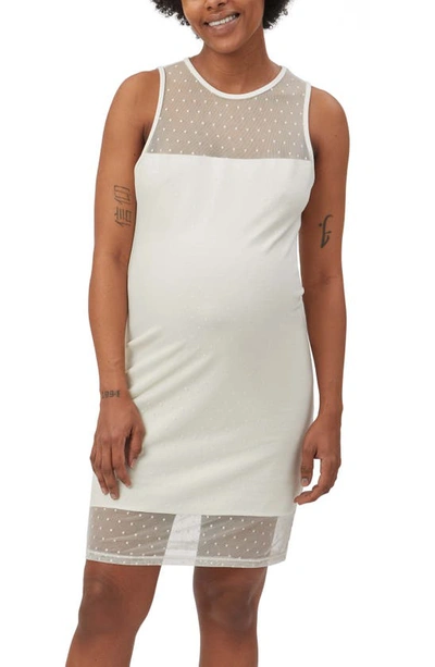 Shop Stowaway Collection Shadow Dot Maternity Sheath Dress In Ivory