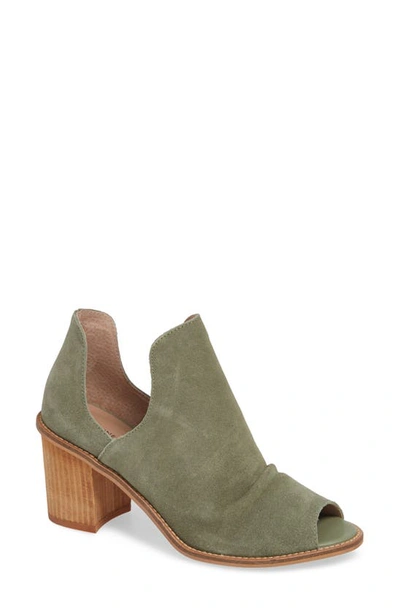 Shop Chinese Laundry Carlita Peep Toe Bootie In Olive Suede
