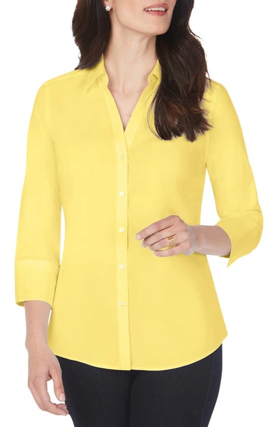 Shop Foxcroft Mary Button-up Blouse In Fresh Lemon