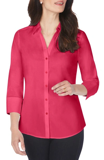 Shop Foxcroft Mary Button-up Blouse In Geranium