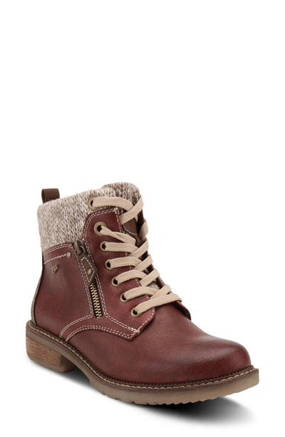 Shop Spring Step Khazera Faux Shearling Lined Water Resistant Boot In Bordeaux Textile/ Synthetic