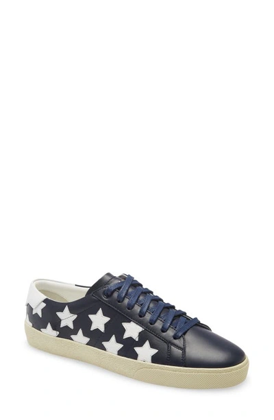 Shop Saint Laurent Court Classic Sl/06 Star Low Top Sneaker In Navy/ Blanc Optique