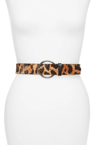 Shop Rebecca Minkoff Genuine Calf Hair Belt In Leopard/ Silver