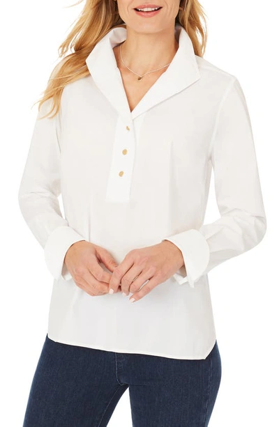 Shop Foxcroft Evelina Long Sleeve Popover Blouse In White