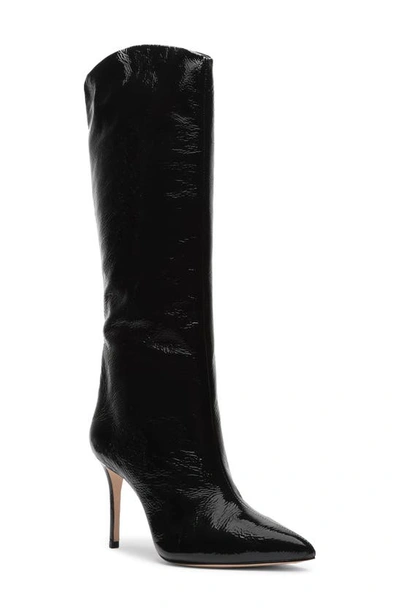 Shop Schutz Maryana Pointed Toe Boot In Black Patent Leather
