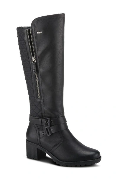 Shop Spring Step Selela Water Resistant Faux Fur Lined Knee High Boot In Black Synthetic