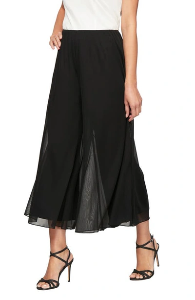 Alex Evenings Chiffon Wide-leg Capri Pants In Black