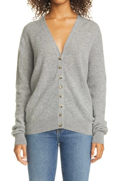 Shop Khaite Amelia Button Front Cashmere Cardigan In Warm Grey