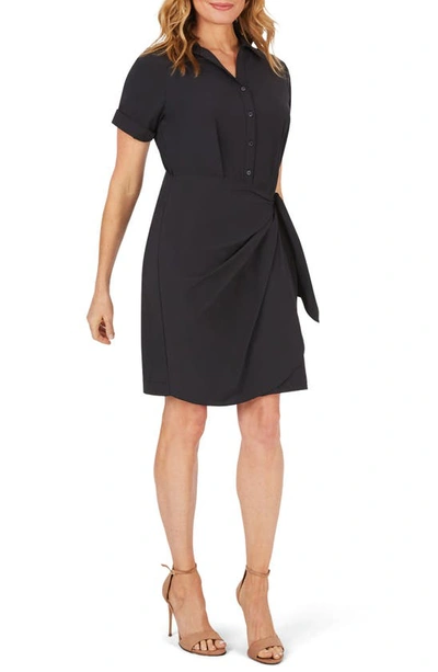 Shop Foxcroft Panama Stretch Shirtdress In Black